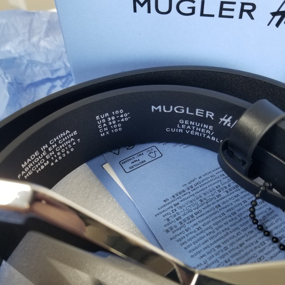Mugler x H&M Rare Giant M Buckle Leather Belt Size 39-40 NWT - Picture 7 of 13